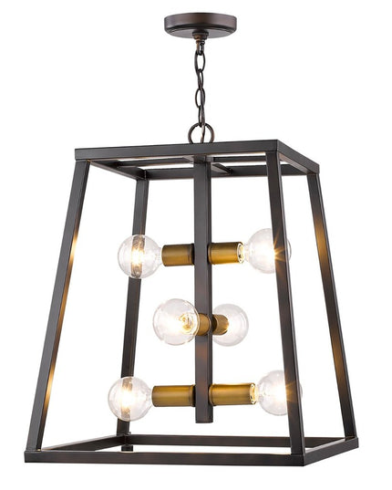 Tiberton 6-Light Oil-Rubbed Bronze Foyer Pendant With Antique Brass Sockets