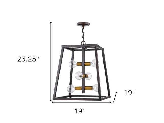 Tiberton 6-Light Oil-Rubbed Bronze Foyer Pendant With Antique Brass Sockets