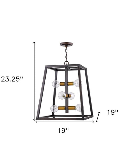 Tiberton 6-Light Oil-Rubbed Bronze Foyer Pendant With Antique Brass Sockets