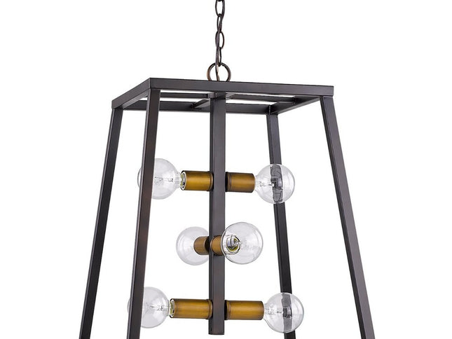Tiberton 6-Light Oil-Rubbed Bronze Foyer Pendant With Antique Brass Sockets