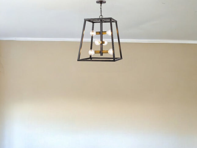 Tiberton 6-Light Oil-Rubbed Bronze Foyer Pendant With Antique Brass Sockets