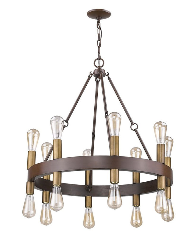 Brown and Black Candle Style Multi Light Metal Dimmable Chandelier