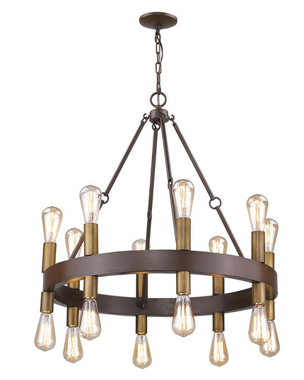 Brown and Black Candle Style Multi Light Metal Dimmable Chandelier