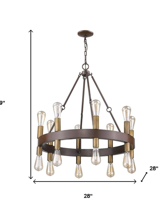 Brown and Black Candle Style Multi Light Metal Dimmable Chandelier