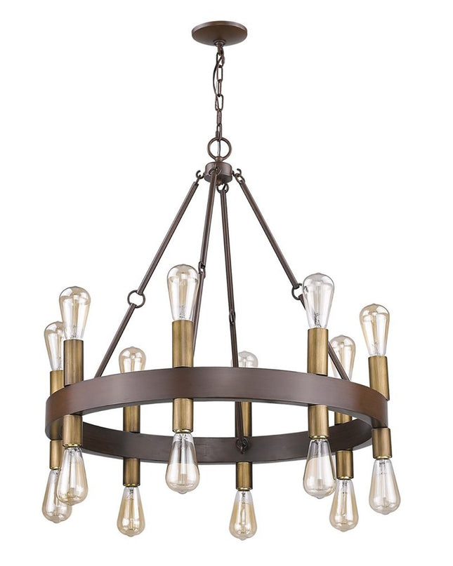 Brown and Black Candle Style Multi Light Metal Dimmable Chandelier