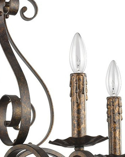 Brown Candle Style Five Light Metal Dimmable Chandelier