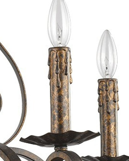 Brown Candle Style Five Light Metal Dimmable Chandelier