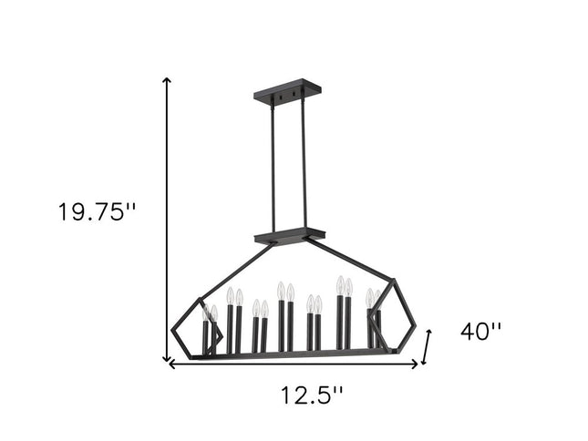 Luca 14-Light Matte Black Island Pendant