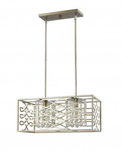 Brax 2-Light Washed Gold Island Pendant With Crystal Accents