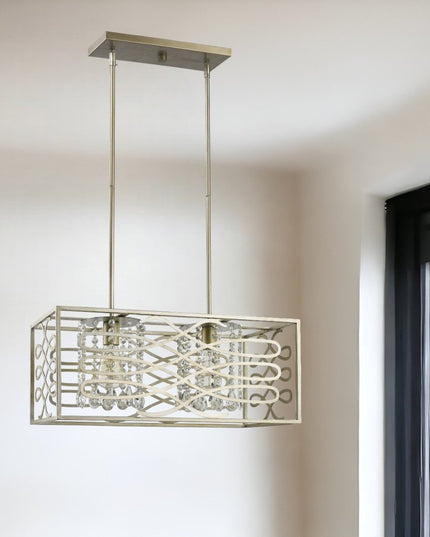 Brax 2-Light Washed Gold Island Pendant With Crystal Accents