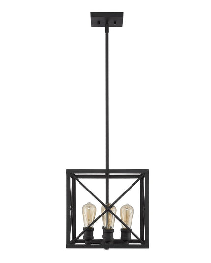 Brooklyn 4-Light Matte Black Pendant With Metal Framework Shade