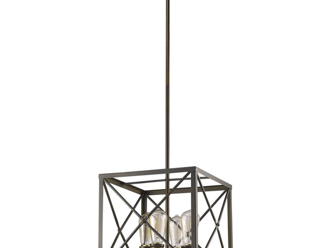 Brooklyn 4-Light Oil-Rubbed Bronze Pendant With Metal Framework Shade