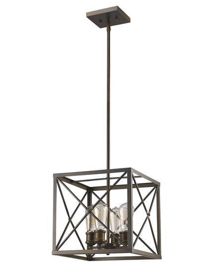 Brooklyn 4-Light Oil-Rubbed Bronze Pendant With Metal Framework Shade