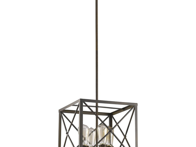 Brooklyn 4-Light Oil-Rubbed Bronze Pendant With Metal Framework Shade