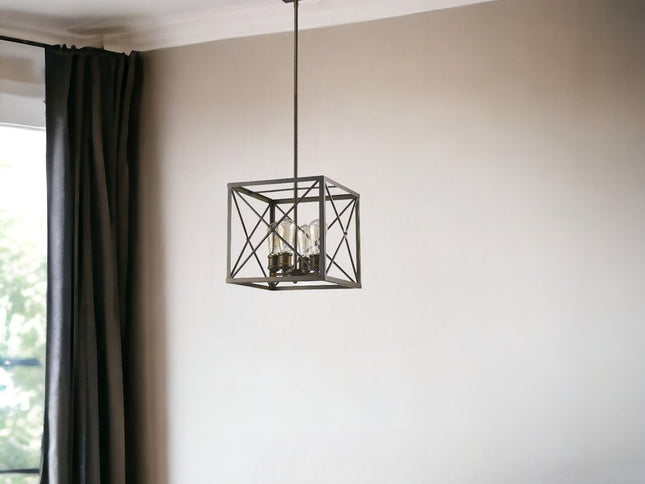 Brooklyn 4-Light Oil-Rubbed Bronze Pendant With Metal Framework Shade