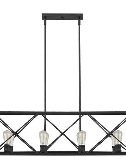Brooklyn 8-Light Matte Black Island Pendant With Metal Framework Shade