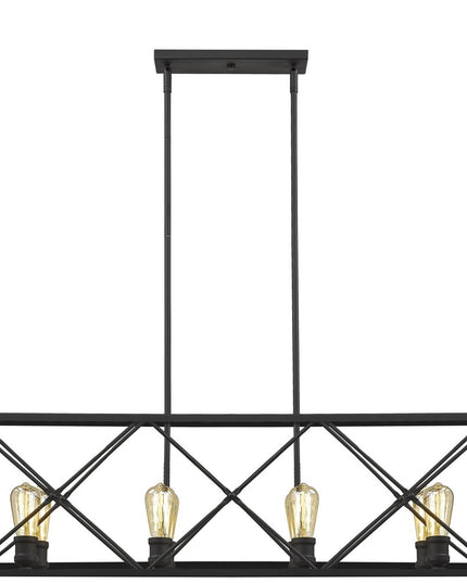 Brooklyn 8-Light Matte Black Island Pendant With Metal Framework Shade