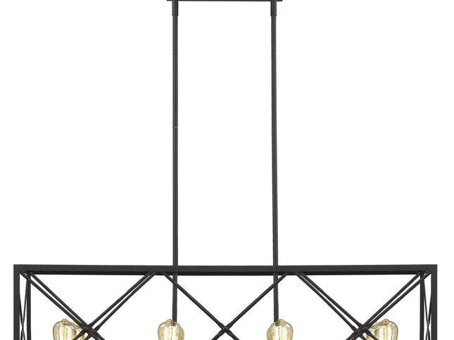 Brooklyn 8-Light Matte Black Island Pendant With Metal Framework Shade