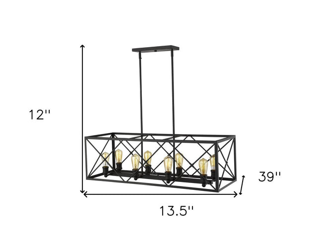Brooklyn 8-Light Matte Black Island Pendant With Metal Framework Shade