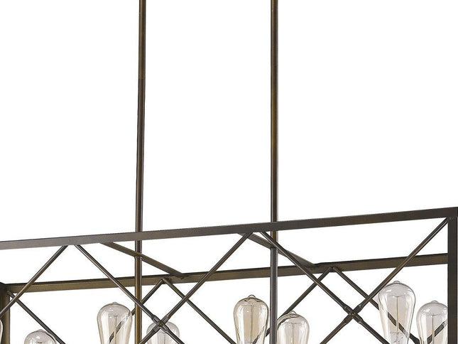 Brooklyn 8-Light Oil-Rubbed Bronze Island Pendant With Metal Framework Shade