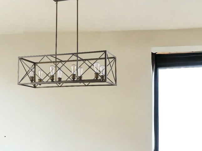 Brooklyn 8-Light Oil-Rubbed Bronze Island Pendant With Metal Framework Shade