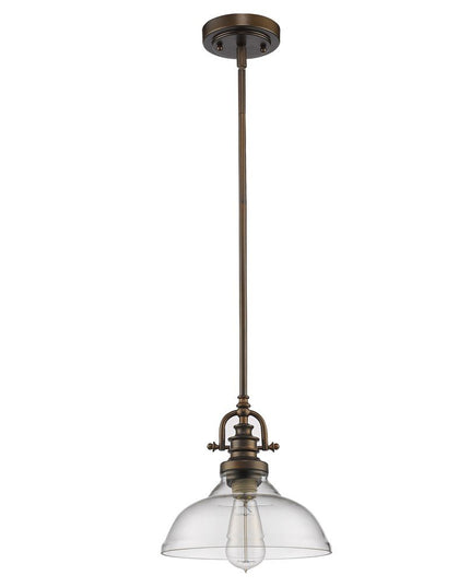 Antique Bronze Hanging Light with Glass Dome Shade