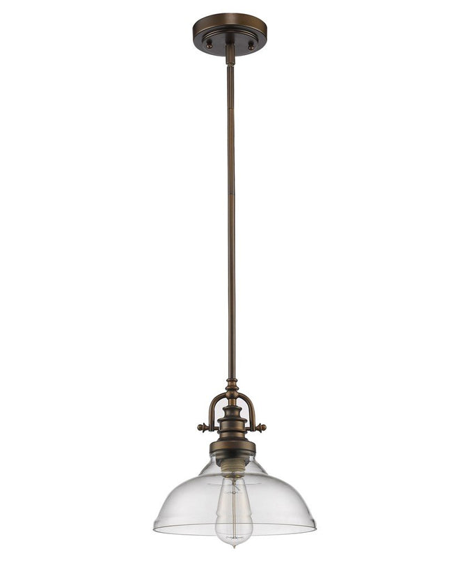 Antique Bronze Hanging Light with Glass Dome Shade