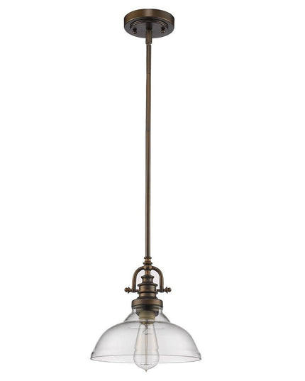 Antique Bronze Hanging Light with Glass Dome Shade