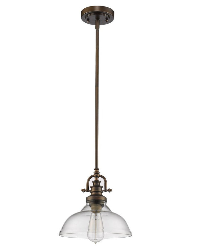 Antique Bronze Hanging Light with Glass Dome Shade