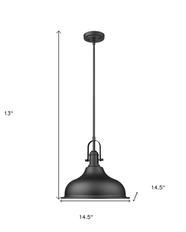 Matte Black Hanging Light with Dome Shade