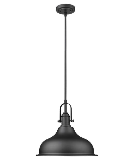 Matte Black Hanging Light with Dome Shade