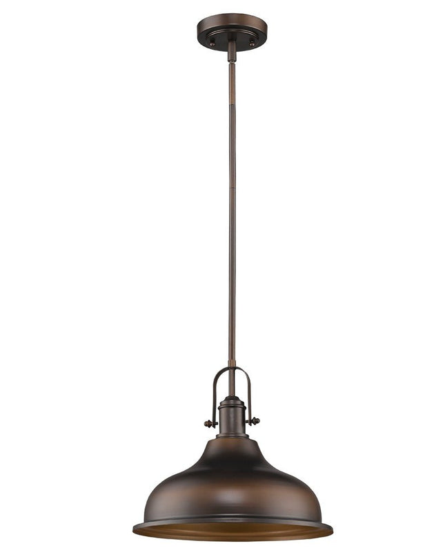 Antique Bronze Hanging Light with Dome Shade