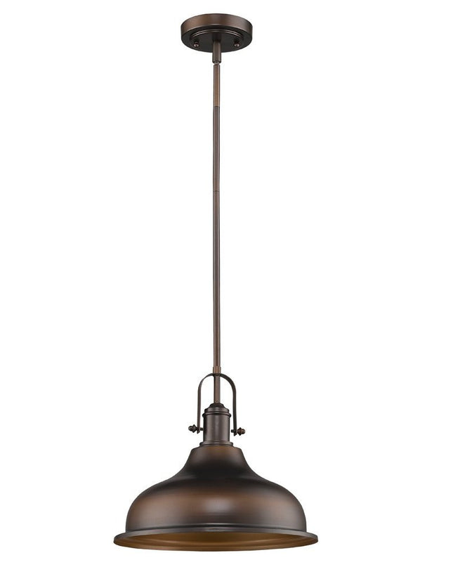 Antique Bronze Hanging Light with Dome Shade