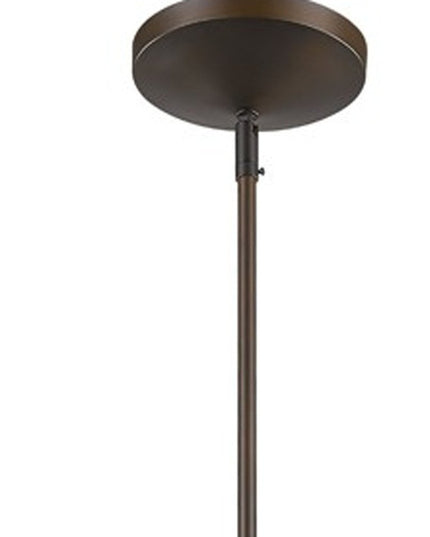 Greta 1-Light Oil-Rubbed Bronze Pendant With Gloss White Interior And Etched Glass Shade