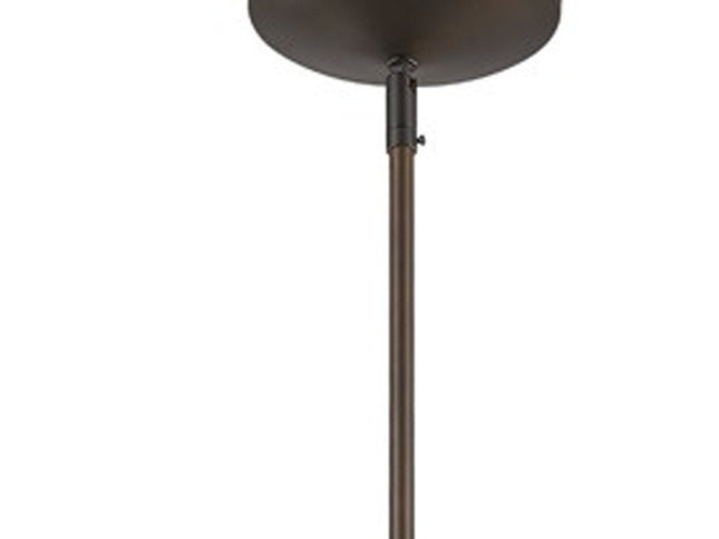 Greta 1-Light Oil-Rubbed Bronze Pendant With Gloss White Interior And Etched Glass Shade