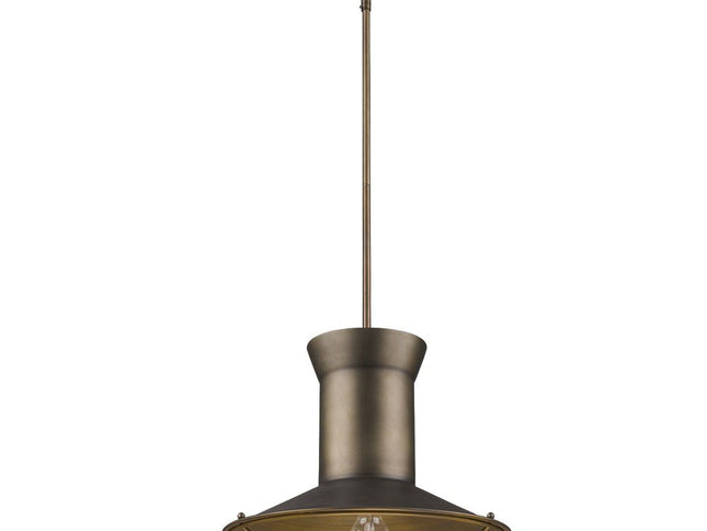 Newport 1-Light Tin Coated Pendant With Raw Brass Interior Shade And Louver