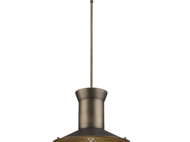Newport 1-Light Tin Coated Pendant With Raw Brass Interior Shade And Louver