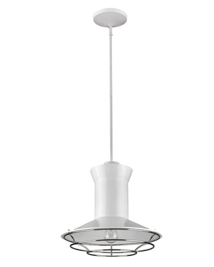 Newport 1-Light White Pendant With Polished Nickel Louver