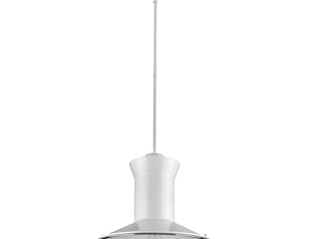 Newport 1-Light White Pendant With Polished Nickel Louver