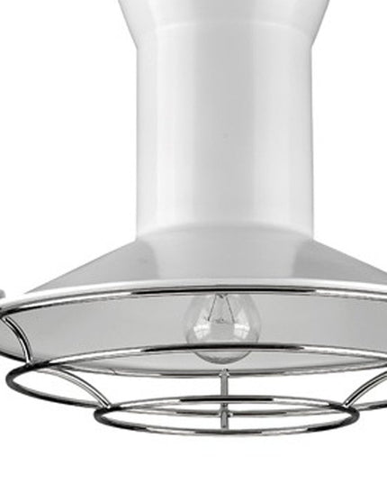 Newport 1-Light White Pendant With Polished Nickel Louver