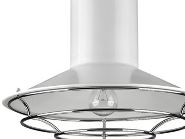 Newport 1-Light White Pendant With Polished Nickel Louver