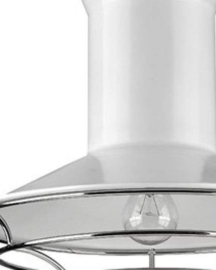 Newport 1-Light White Pendant With Polished Nickel Louver