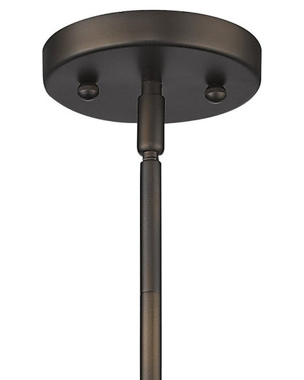 Bronze Hanging Light with Ribbed Pebbled Glass Shade