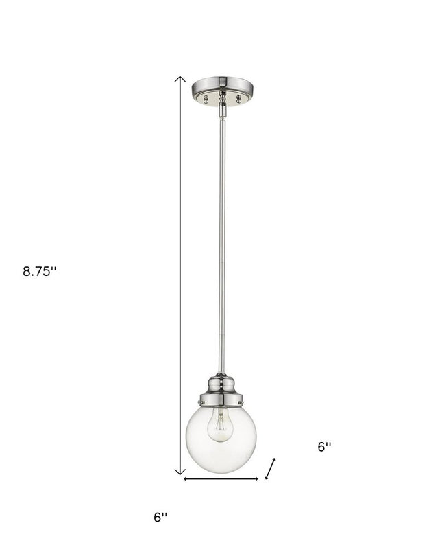 Silver Metal Hanging with Round Clear Glass Shade