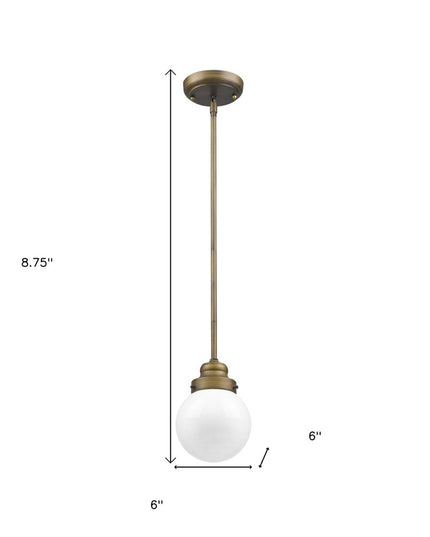 Brushed Gold Metal Hanging with Round Glass Shade