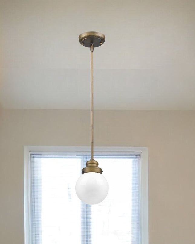 Brushed Gold Metal Hanging with Round Glass Shade