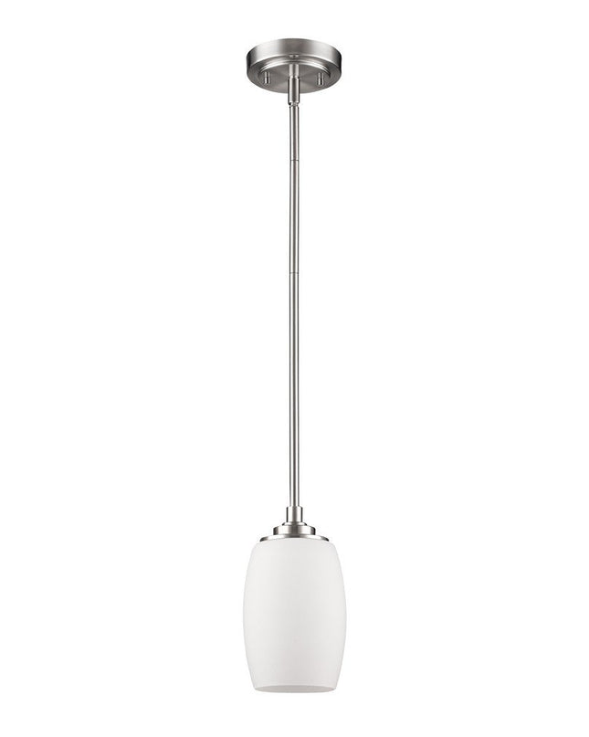 Silver Hanging Light with Frosted Glass Shade