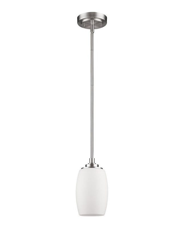 Silver Hanging Light with Frosted Glass Shade