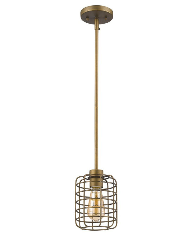 Brushed Gold Metal Cage Hanging Light