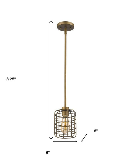 Brushed Gold Metal Cage Hanging Light